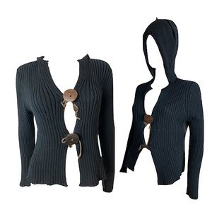 Cop copine black cardigan with hood, *Paris* model , made in France,